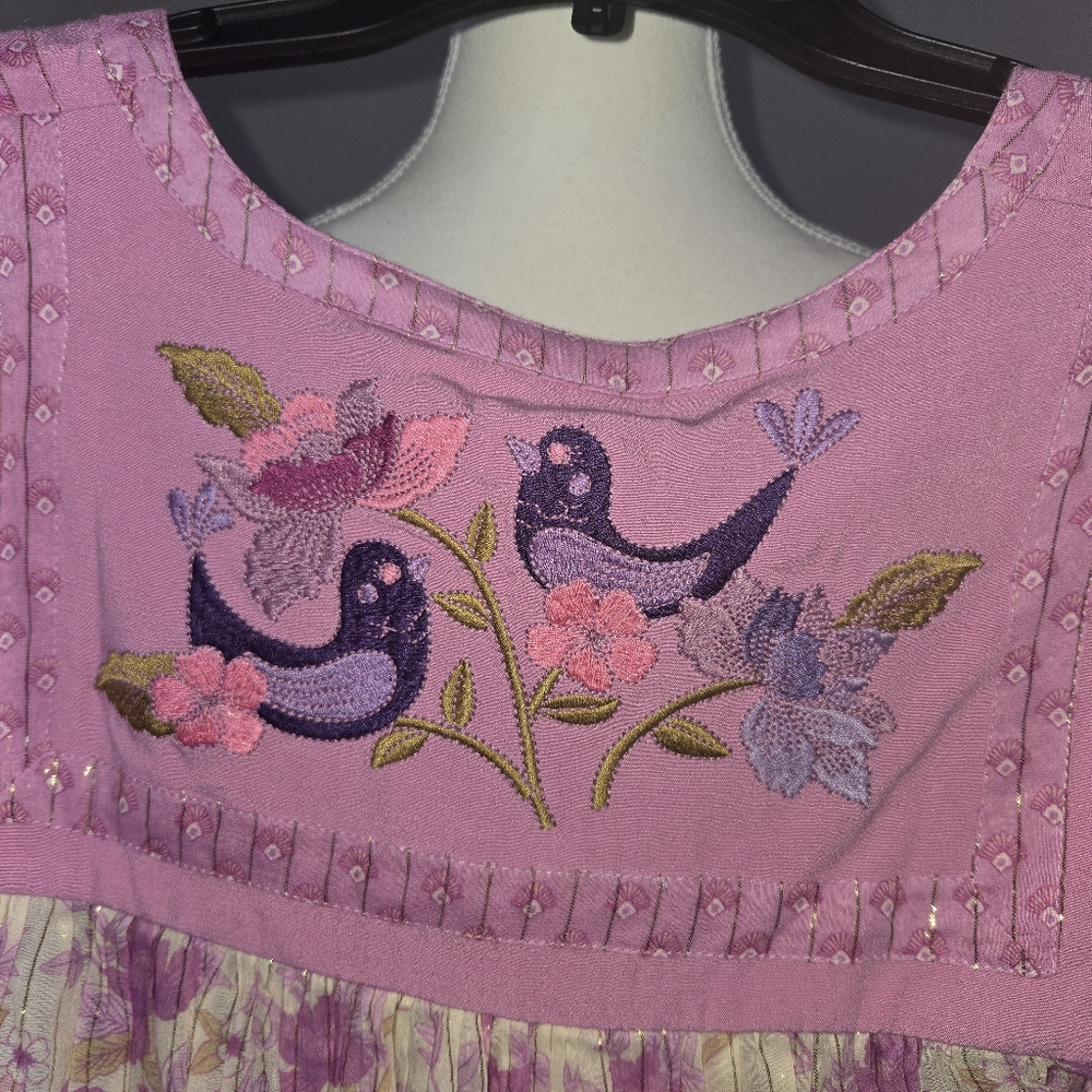 NWT Floral Poplin Pink And White Women's Boho Top Womens XS - Picture 4 of 9